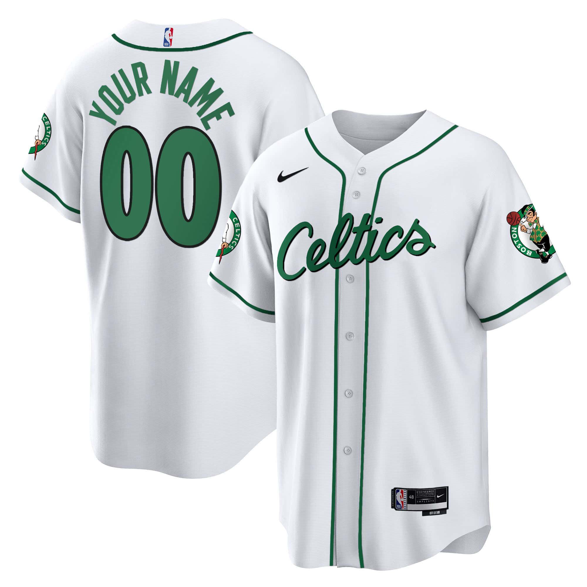 Men Boston Celtics White 2024 Nike Baseball Custom NBA Jersey style 1->customized nba jersey->Custom Jersey
